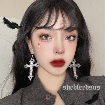 Vintage Trendy Metal Big Cross Statement Drop Earrings For Women Girls New Fashion Hip hop Punk Dangle Earrings Boucle D'oreille daiiibabyyy